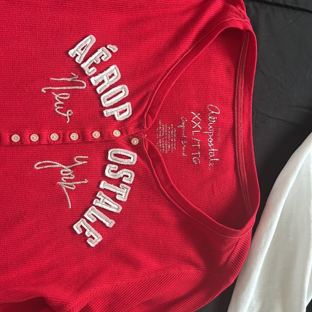 Red Aeropostale long sleeve thermal top, size extra large. - Picture 2 of 3